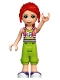 Minifig No: frnd446  Name: Friends Mia - Coral and Lime Jersey, Lime Trousers, Dark Purple and White Shoes