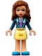 Minifig No: frnd460  Name: Friends Olivia (Nougat) - Bright Light Yellow Skirt, Dark Blue Jacket, Dark Azure Shoes