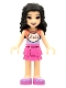 Minifig No: frnd465  Name: Friends Emma, Coral and Lavender Cat Shirt, Dark Pink Skirt, Medium Lavender Shoes