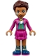 Minifig No: frnd467  Name: Friends Andrea - Magenta Jacket and Skirt, Dark Blue Boots