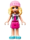 Minifig No: frnd490  Name: Friends Stephanie - Magenta Skirt and Top with Silver Vest, Bright Pink Hat