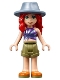 Minifig No: frnd504  Name: Friends Mia - Olive Green Shorts, Striped Top, Sand Blue Hat