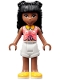 Minifig No: frnd515  Name: Friends Priyanka, Coral Knotted Blouse with White Swirls, White Shorts, Yellow Shoes