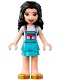 Minifig No: frnd531  Name: Friends Emma - White Shirt with Apron, Medium Azure Skirt with Gold Shoes