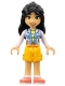 Minifig No: frnd583  Name: Friends Liann - Bright Light Blue Vest with Pockets, Bright Light Orange Shorts, Coral Shoes