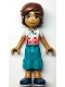 Minifig No: frnd593  Name: Friends Leo - White and Coral Chef Shirt with Sprinkles, Dark Turquoise Trousers Cropped Large Pockets, Dark Blue Shoes