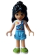 Minifig No: frnd600  Name: Friends Liann - Bright Light Blue Overalls over White Shirt, Bright Light Blue Shorts, Lime Shoes