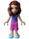 Minifig No: frnd615  Name: Friends Luna - Dark Pink and Medium Azure Top with Scales, Dark Pink Trousers Cropped, White Shoes