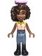 Minifig No: frnd621  Name: Friends Aliya - Yellow and Bright Pink Top, Sand Blue Trousers, Black Boots, Lavender Bow