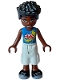 Minifig No: frnd629  Name: Friends Zac - Blue Shirt with Red Symbols and Yellow Splotches, White Trousers Cropped Large Pockets, Black Shoes