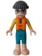 Lot ID: 398851735  Minifig No: frnd649  Name: Friends Gunnar - Dark Turquoise and Yellow Wetsuit Long Sleeves, Dark Bluish Gray Knitted Cap, Orange Life Jacket, Bare Feet