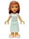 Minifig No: frnd724  Name: Friends Mary Joy - Light Aqua Scrubs Dress with White Short Sleeves, White Sandals
