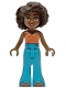 Lego part: Friends Aliya - Coral Halter Top, Medium Azure Trousers Bell-Bottoms, Metallic Pink Flip Flops