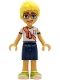 Lego part: Friends Olly - White Shirt with Coral Scarf, Dark Blue Shorts, Lime Shoes