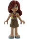 Lego part: Friends Paisley - Bright Light Yellow and Medium Lavender Tank Top, Dark Tan Shorts, Metallic Light Blue Sandals