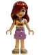 Lego part: Friends Paisley - Bright Light Yellow and Medium Lavender Tank Top, Medium Lavender Shorts, Dark Tan Shoes