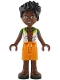 Lego part: Friends Zac - Bright Green, Bright Pink, Lime and White Open Shirt, Orange Shorts, Dark Green Sandals