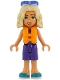 Lego part: Friends Nova - Medium Lavender Sleeveless Hoodie with Dachshund, Dark Purple Shorts, Dark Turquoise Shoes, Orange Life Jacket, Trans-Purple Sunglasses