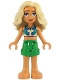 Lego part: Friends Sage - Dark Turquoise, Yellowish Green and Dark Purple Sleeveless Top, Bright Green Shorts, Bare Feet