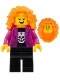 Minifig No: fst040  Name: Rock Singer - Male, Magenta Jacket, Black Skull Shirt and Legs, Orange Long Tousled Hair