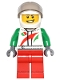Minifig No: game014  Name: Octan - Jacket with Red and Green Stripe, Red Legs, White Helmet, Trans-Brown Visor, Crooked Smile and Laugh Lines