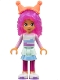 Lego part: Gabby - Striped Shirt, Layered Skirt over Magenta Leggings, Satin Trans-Dark Pink Hair, Coral Party Hats