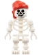 Minifig No: gen010  Name: Skeleton - Standard Skull, Floppy Arms, Red Bandana with Single Tail in Back