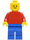 Minifig No: gen025  Name: Plain Red Torso with Red Arms, Blue Legs (Lego Universe Bob)
