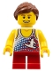 Minifig No: gen061  Name: Tank Top with Surfer Silhouette, Red Short Legs, Reddish Brown Ponytail and Swept Sideways Fringe