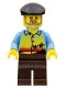Minifig No: gen063  Name: Sunset and Palm Trees - Dark Brown Legs, Black Beret