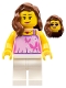 Minifig No: gen082  Name: Woman - Bright Pink Top with Butterflies and Flowers, White Legs