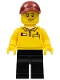 Minifig No: gen084  Name: LEGO Store Driver, Black Legs, Dark Red Cap with Hole
