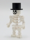 Minifig No: gen147  Name: Skeleton - Standard Skull, Bent Arms Horizontal Grip, Black Top Hat