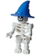 Minifig No: gen180  Name: Skeleton - Standard Skull, Bent Arms Vertical Grip, Blue Wizard / Witch Hat