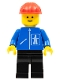Minifig No: hgh010  Name: Highway Pattern - Black Legs, Red Construction Helmet
