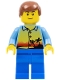 Minifig No: hol017  Name: Sunset and Palm Trees - Male, Blue Legs, Reddish Brown Male Hair, Thin Grin