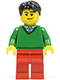 Minifig No: hol023  Name: Green V-Neck Sweater, Red Legs, Black Short Tousled Hair, Smirk and Stubble Beard