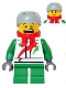 Minifig No: hol070a  Name: Octan - Jacket with Red and Green Stripe, Green Short Legs, Red Bandana, Helmet Sports with Vent Holes, Brown Eye Corner Crinkles