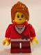 Minifig No: hol101  Name: Sweater Cropped with Bow, Heart Necklace, Dark Red Short Legs, Dark Orange Ponytail Long with Side Bangs