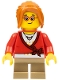 Minifig No: hol127  Name: Sweater Cropped with Bow, Heart Necklace, Dark Tan Short Legs, Dark Orange Ponytail Long with Side Bangs, Freckles and Glasses