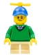 Minifig No: hol163  Name: Boy - Freckles, Green Sweater, Tan Short Legs, Blue Cap with Tiny Yellow Propeller