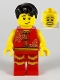 Minifig No: hol178  Name: Man, Lion Dance, Red Shirt, Red Legs with Gold Fringe