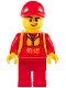 Minifig No: hol183  Name: Food Vendor, Red Cap and Apron, Bright Light Orange Chinese Logogram '烧烤' (Barbecue)
