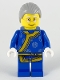 Minifig No: hol195  Name: Shadow Puppeteer, Light Bluish Gray Hair, Glasses, Blue Changshan with Yellow Hem and Sash, Silver Circles Pattern