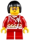 Minifig No: hol222  Name: Child - Girl, Red Shirt with Bows and Flowers, Red Short Legs, Black Short Hair, Glasses, Freckles