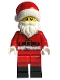 Minifig No: hol246  Name: Santa, Red Legs, Black Boots Fur Lined Jacket with Button and Candy Cane on Back, Gray Bushy Eyebrows