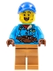 Minifig No: hol263  Name: Man, Blue Cap, Dark Azure Jacket, Medium Nougat Legs