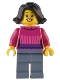 Minifig No: hol287  Name: Holiday Shopper - Dark Pink Sweater