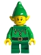 Minifig No: hol295  Name: Elf - Green Scalloped Collar with Bells, Closed Mouth with Freckles