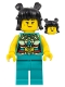 Minifig No: hol315  Name: Lunar New Year Parade Participant - Musician, Female, Ornate Dark Turquoise Costume, Black Space Buns